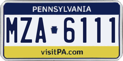 PA license plate MZA6111