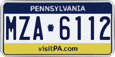 PA license plate MZA6112