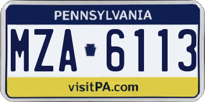 PA license plate MZA6113