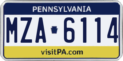 PA license plate MZA6114