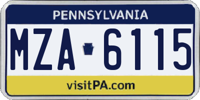 PA license plate MZA6115