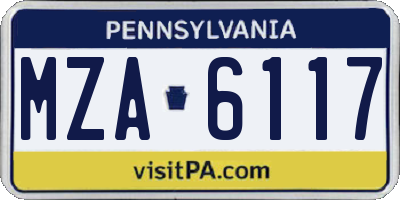 PA license plate MZA6117