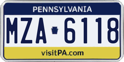PA license plate MZA6118