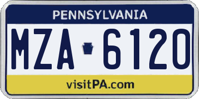 PA license plate MZA6120
