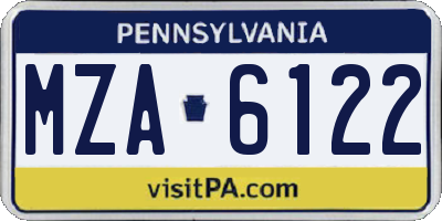 PA license plate MZA6122