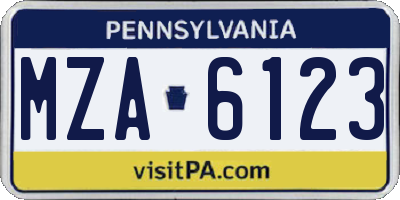 PA license plate MZA6123