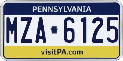 PA license plate MZA6125