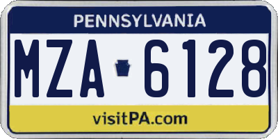 PA license plate MZA6128
