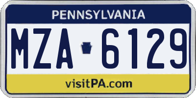 PA license plate MZA6129