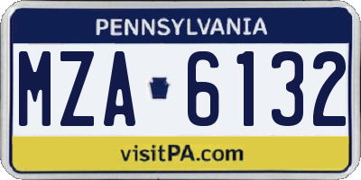 PA license plate MZA6132