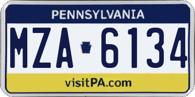 PA license plate MZA6134