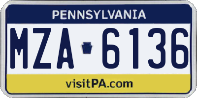 PA license plate MZA6136