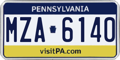 PA license plate MZA6140