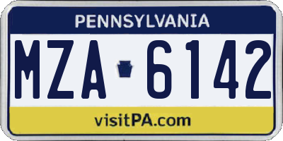 PA license plate MZA6142