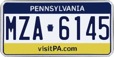 PA license plate MZA6145