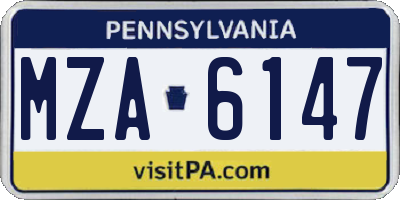 PA license plate MZA6147