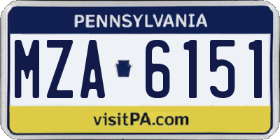 PA license plate MZA6151