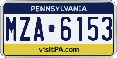 PA license plate MZA6153