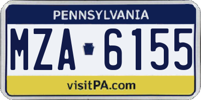 PA license plate MZA6155