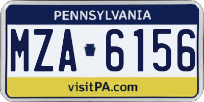 PA license plate MZA6156