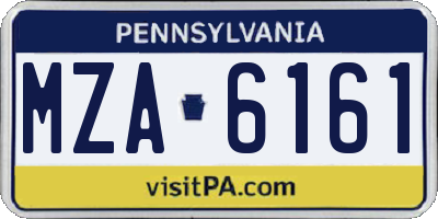 PA license plate MZA6161