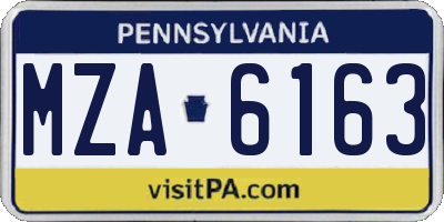 PA license plate MZA6163