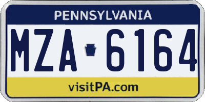 PA license plate MZA6164