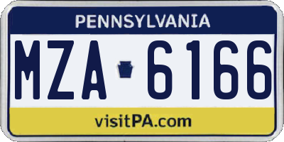 PA license plate MZA6166