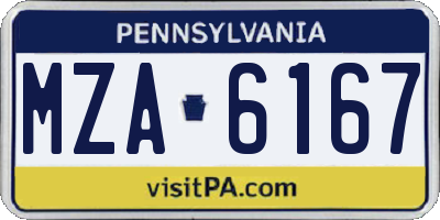 PA license plate MZA6167