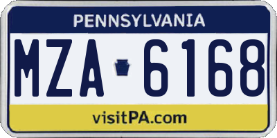 PA license plate MZA6168