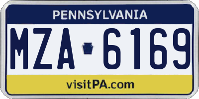 PA license plate MZA6169