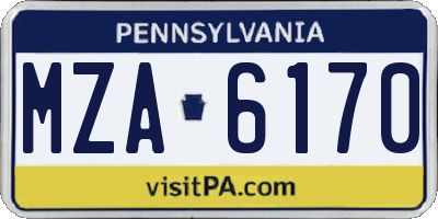 PA license plate MZA6170