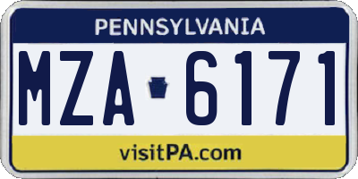 PA license plate MZA6171