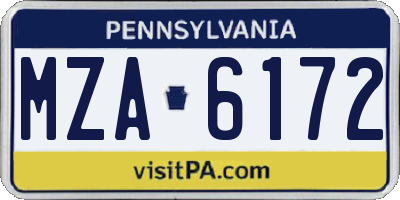 PA license plate MZA6172
