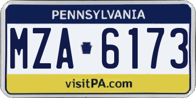 PA license plate MZA6173