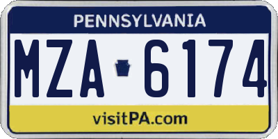 PA license plate MZA6174