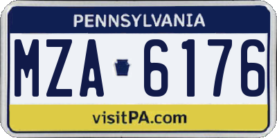 PA license plate MZA6176