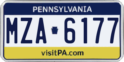 PA license plate MZA6177