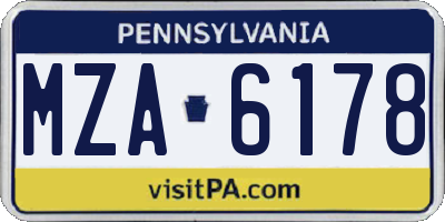 PA license plate MZA6178