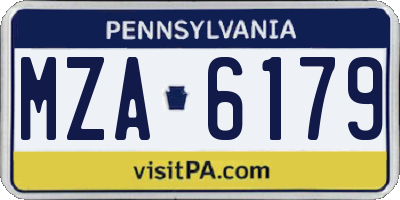 PA license plate MZA6179