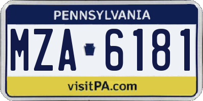 PA license plate MZA6181
