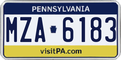 PA license plate MZA6183