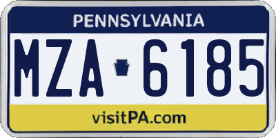 PA license plate MZA6185