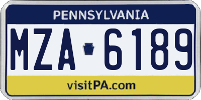 PA license plate MZA6189