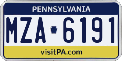 PA license plate MZA6191