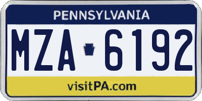 PA license plate MZA6192