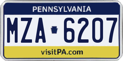 PA license plate MZA6207