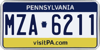 PA license plate MZA6211