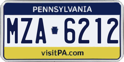 PA license plate MZA6212