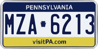 PA license plate MZA6213